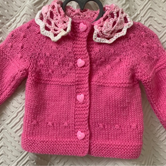 Handmade girls wool cardigan size 9M - Picture 3 of 5